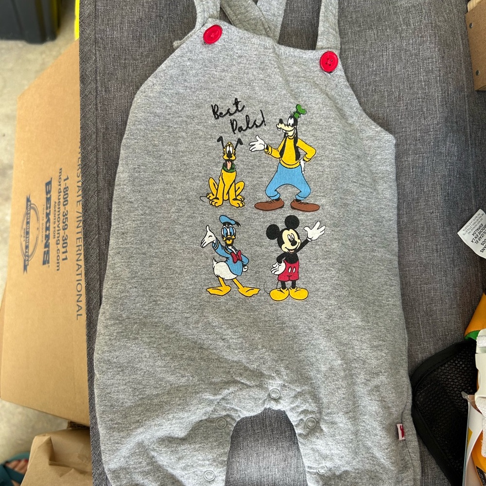 Gray Disney Character Baby Romper